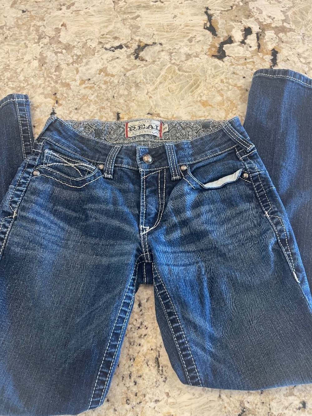 ARIAT Real Denim Mid Straight Leg Jeans Womens 28S Blue Stretch Denim Western